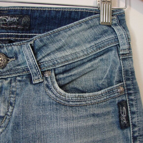 Silver Jeans McKenzie Crop Capri Light Wash 7.5" Rise Stretch Size 26 - Picture 5 of 13